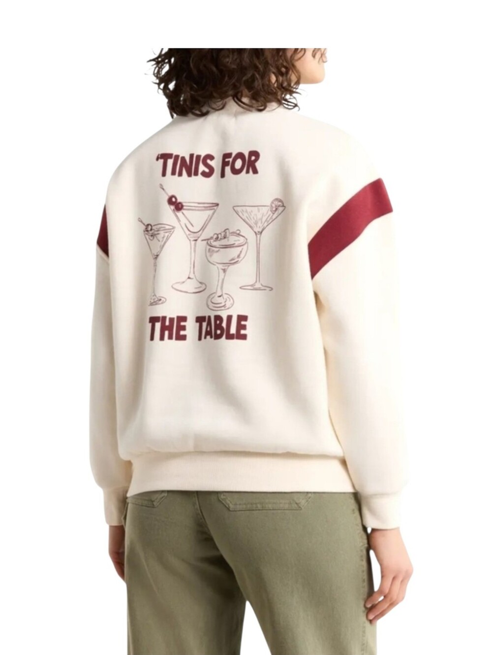 Wildfox Apres Varsity Charlie Oversized Sweatshirt Cream Eggnog Graphic XS